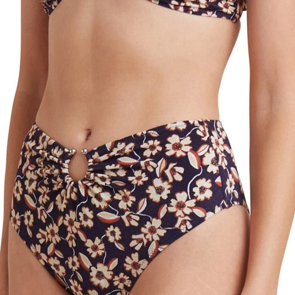 Bec + Bridge x Free People Violetta 8 / M Blue Brown Floral High-Waist Bottoms - Picture 1 of 15